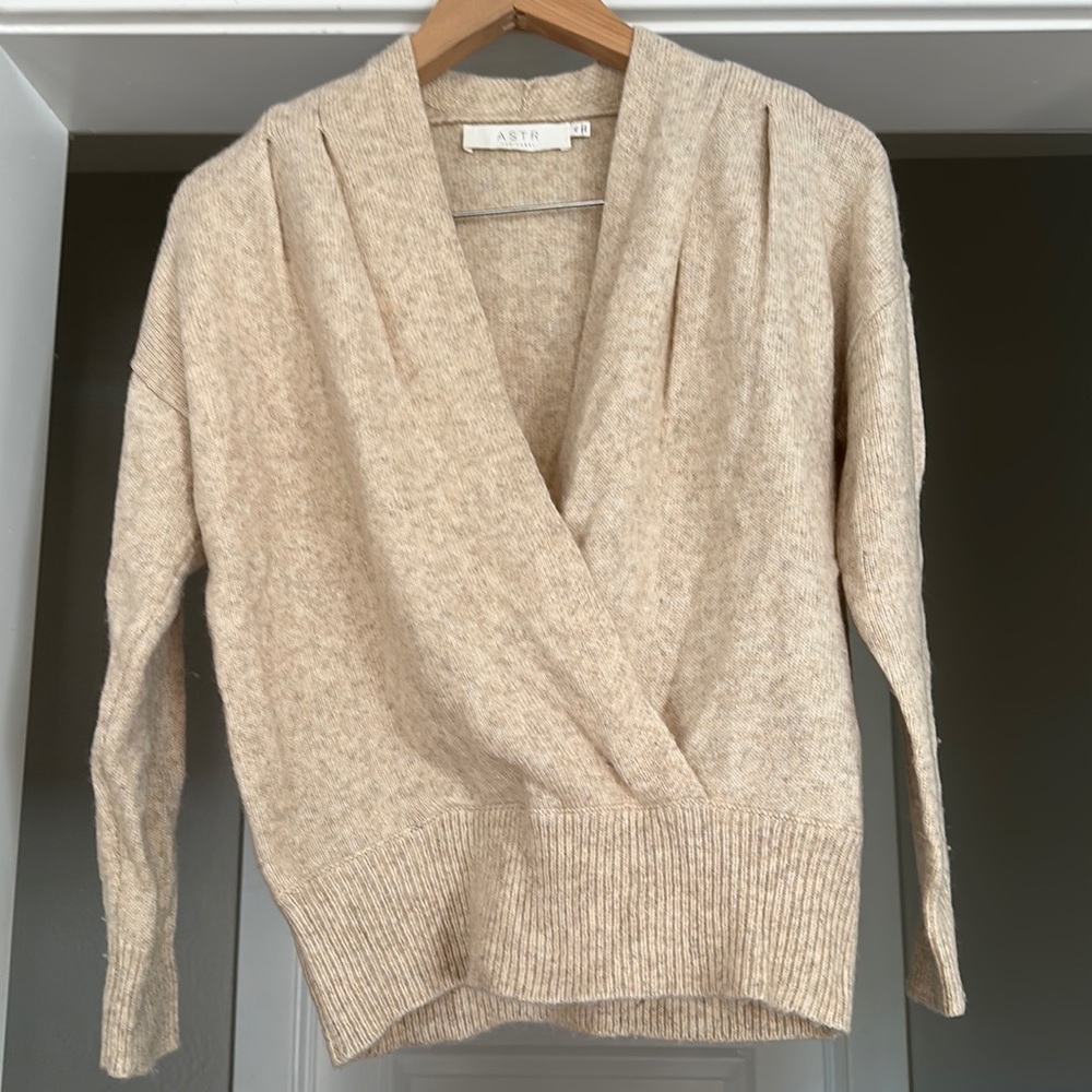 ASTR The Label Pleated Front Wrap Sweater